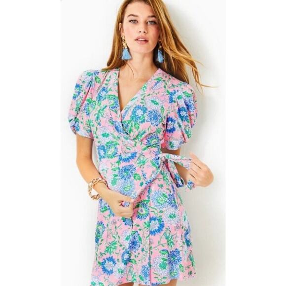 Lilly Pulitzer Pants - Lilly Pulitzer Sailynn Short Sleeve Wrap Romper Conch Shell Pink Size Small